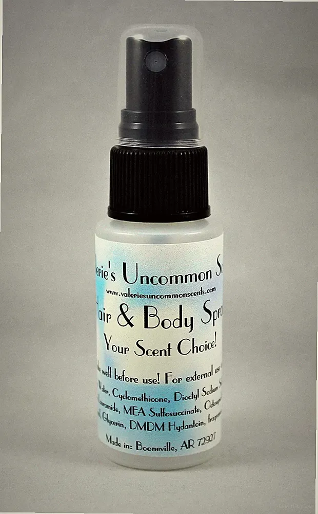 Leather scented HAIR & BODY PERFUME FRAGRANCE SPRAY MIST 1oz Sample