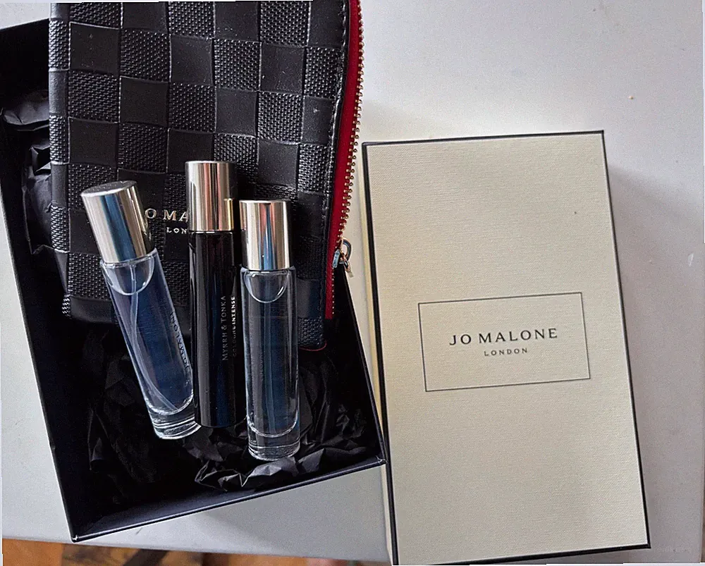 Jo Malone Holiday Travel Spray Cologne Perfume Trio + Leather Pouch Travel Bag