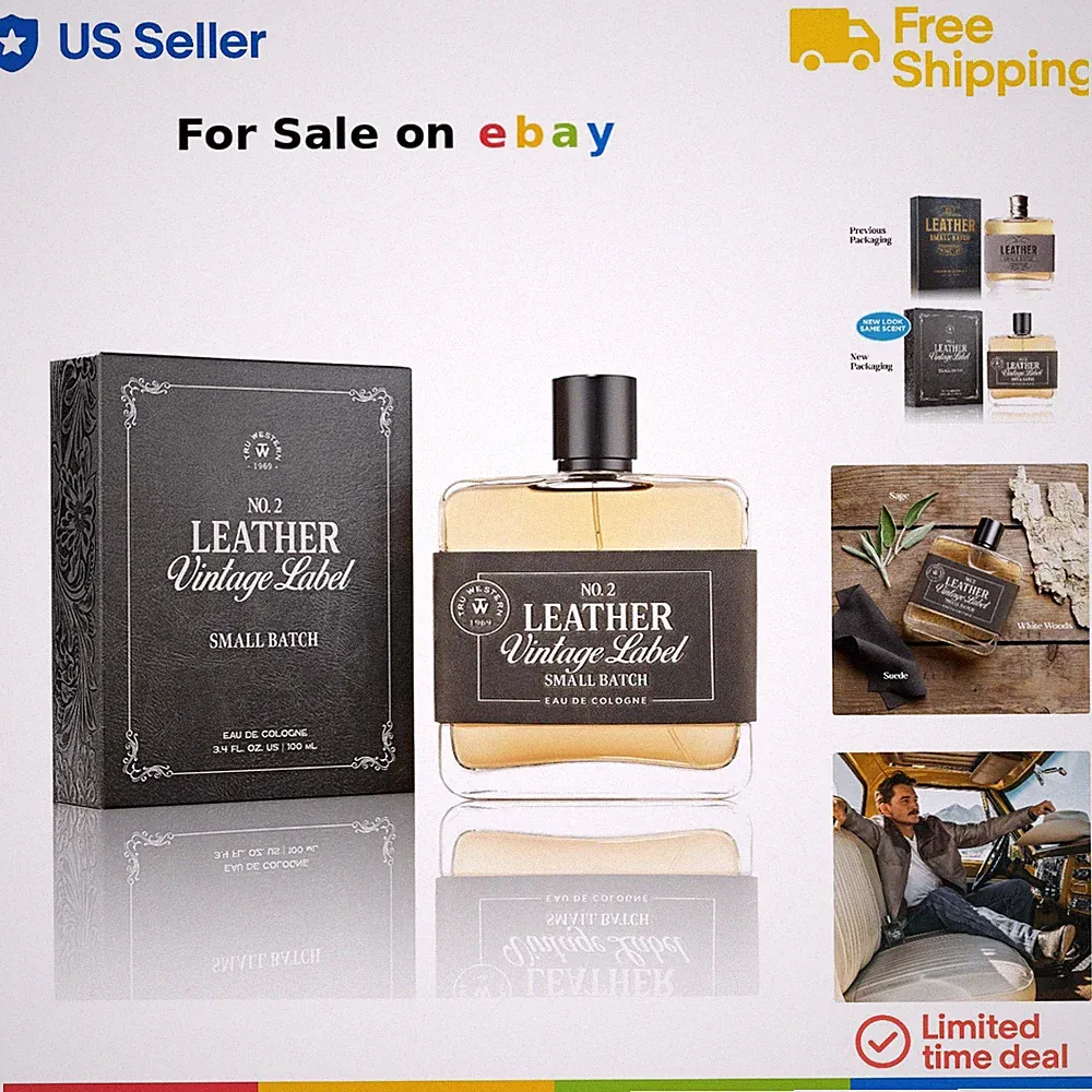 Leather Cologne Perfume No. 2 Small Batch Men Scent Woody Sage White Woods
