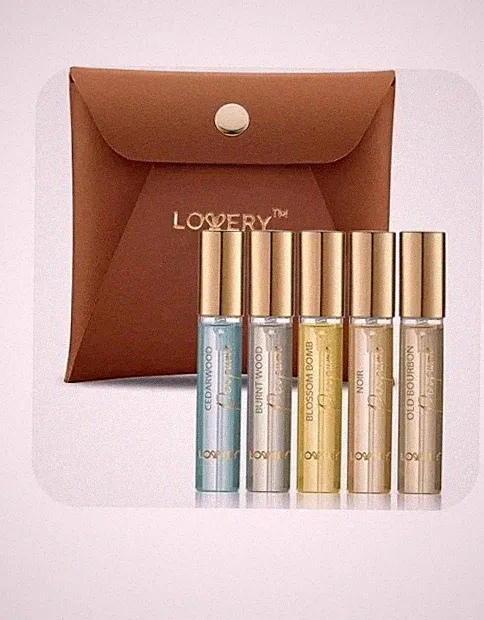 Mini Cologne Woody Floral Fragrances 10ml 5pk Leather Pouch Perfume New Gift Set