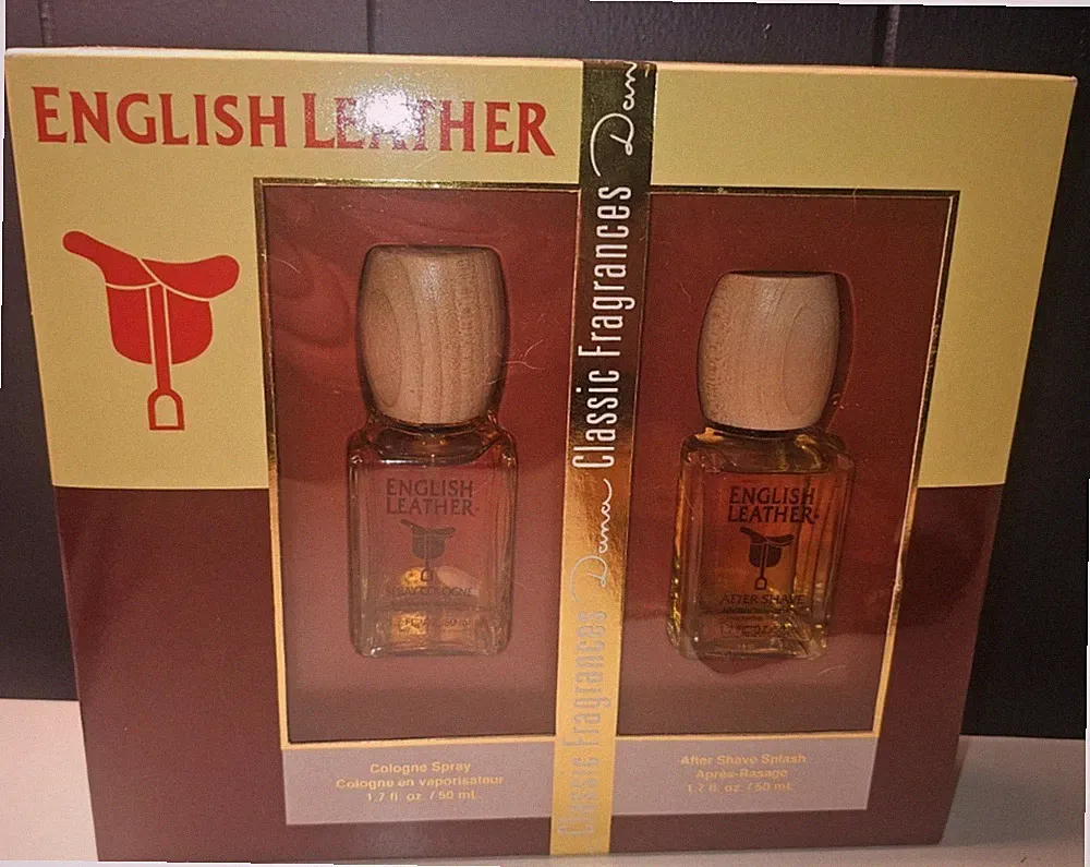 Vintage Mid Century English Leather Cologne Spray & After Shave Gift Set NOS NEW